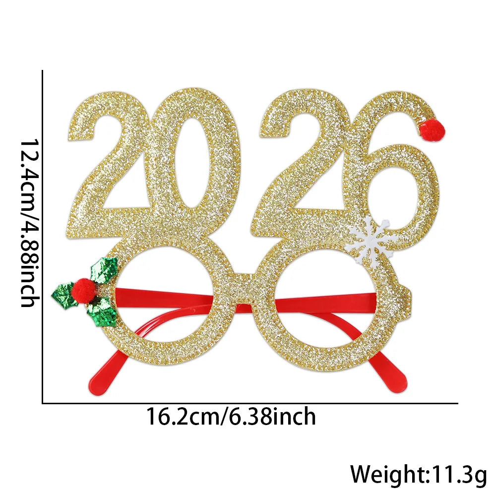 2026 Christmas Theme Digital Funny Glasses Party Decoration New Year Photo Frame Creative Eye Wear for Holiday Celebrations