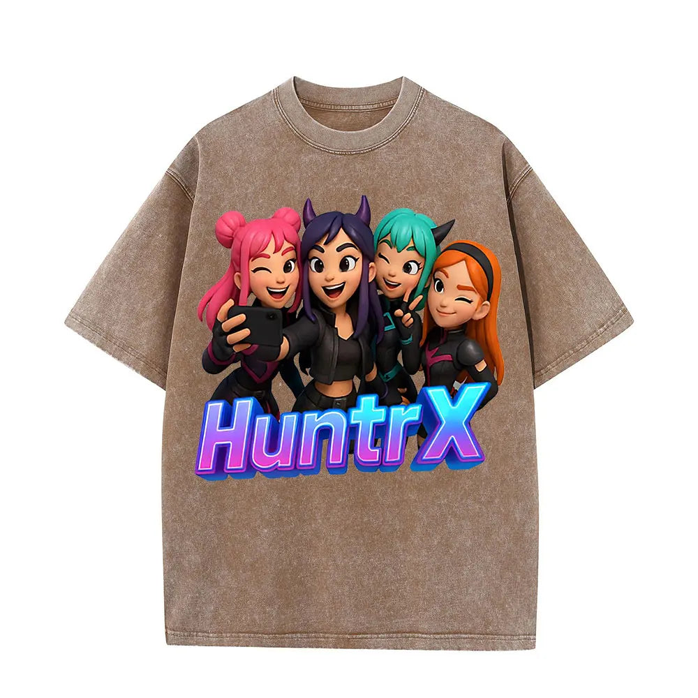 2025 Anime KPOP Tshirts Men Vintage Washed Shirt Harajuku Oversize Crew Neck Cotton Tee Cotton Fashion Streetwear Unisex Top