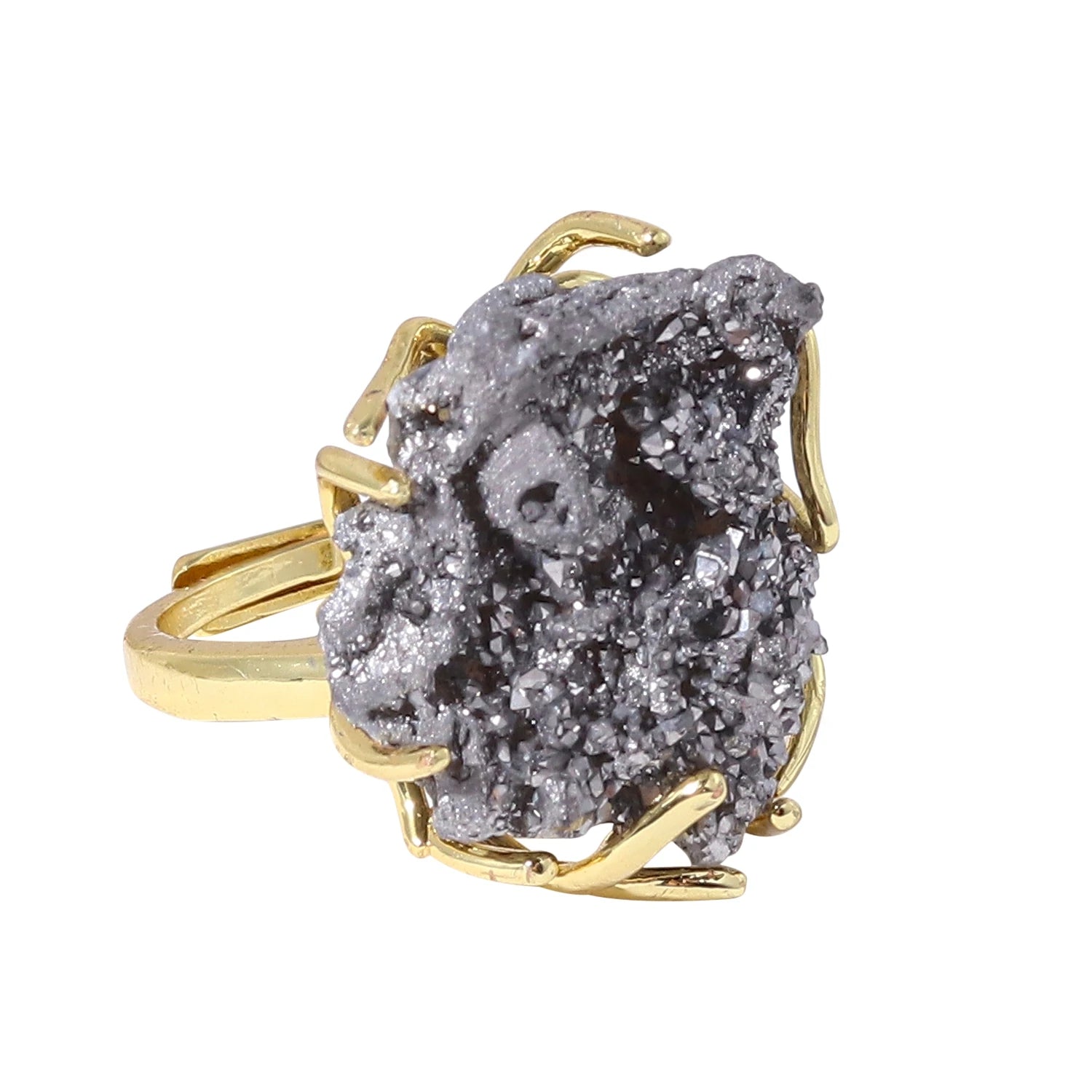 2025 Adjustable Natural Crystal Raw Cluster Ring Colorful Healing Crystal Jewelry Unisex Crystal Wristband Mindfulness Accessory