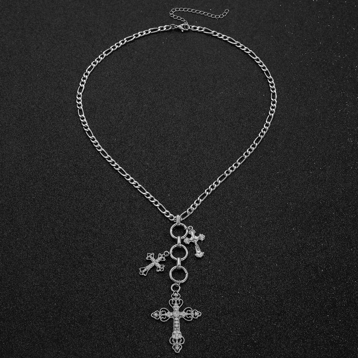 WANZHI Exquisite Metal Zircon Cross Tassel Necklaces for Women Men Luxurious Punk Long Choker Fashion Jewelry Accessories Gifts