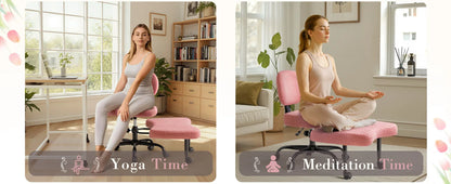 Furmax Ergonomic Criss Cross Legged Office Chair with Wheels, 360°Swivel Adjustable Height Kneeling Desk Chair with Footrest