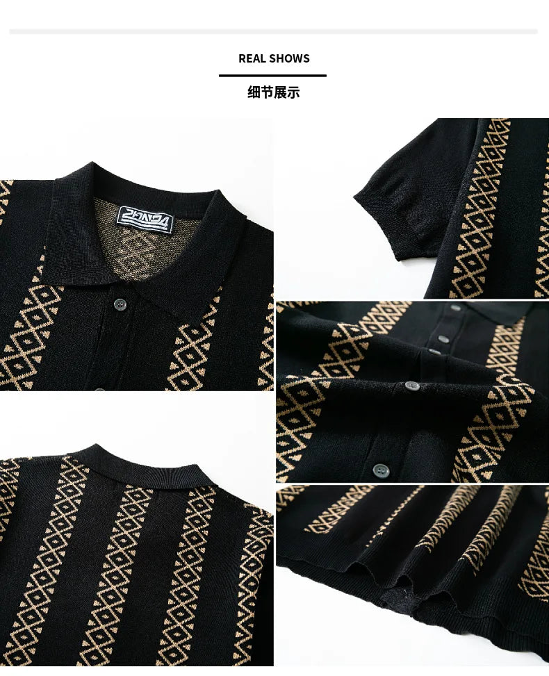 Men's Luxury Polo Shirt | High Quality Three-dimensional Tailoring Slim Temperament Men's Knit Shirt, Business Casual T-shirt