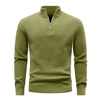Men's Sweater Spring Outer Wear Quarter Zip Sweaters Polo Zip Pullover Cable Knit Mock Neck Turtleneck Top US Size