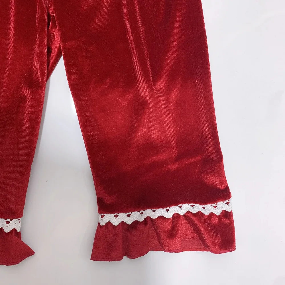 2025 winter family christmas matching outfits loungewear kids girls boys red velvet pyjamas fille cream white pjs set sleepwear
