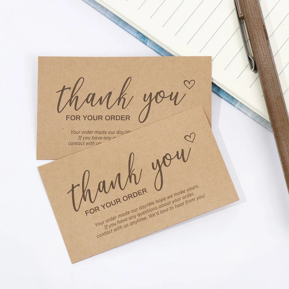 For Small Business Online Retail Greeting  Labels "Thank You For Your Order" Postcards Express Appreciate Kraft Paper Cards