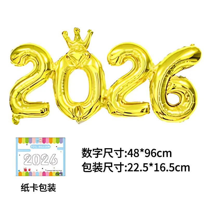 2026 Number Foil Balloons for Happy New Year Eve Party Decoration Photo Booth Props Supplies Christmas Home Decor Navidad 2025
