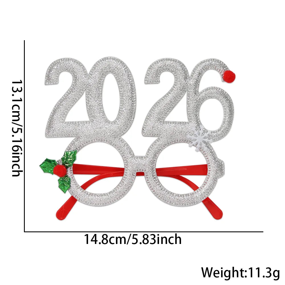 2026 Christmas Theme Digital Funny Glasses Party Decoration New Year Photo Frame Creative Eye Wear for Holiday Celebrations