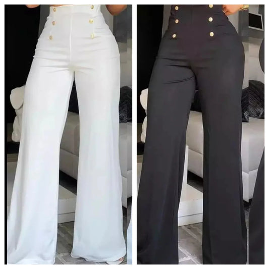 Elegant High Waist Wide Leg Bootcut Pants Summer European & American Fashion Simple Women's Flared Trousers