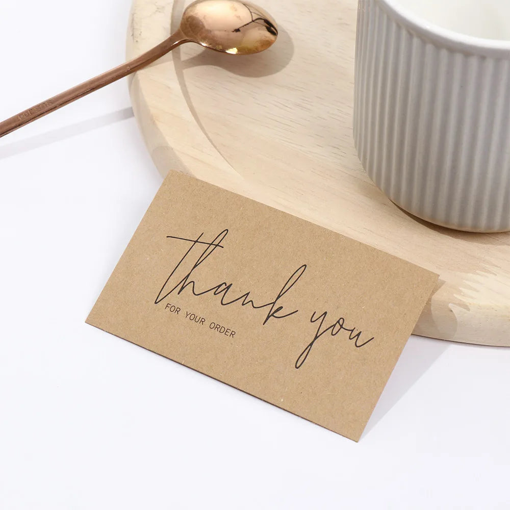 For Small Business Online Retail Greeting  Labels "Thank You For Your Order" Postcards Express Appreciate Kraft Paper Cards