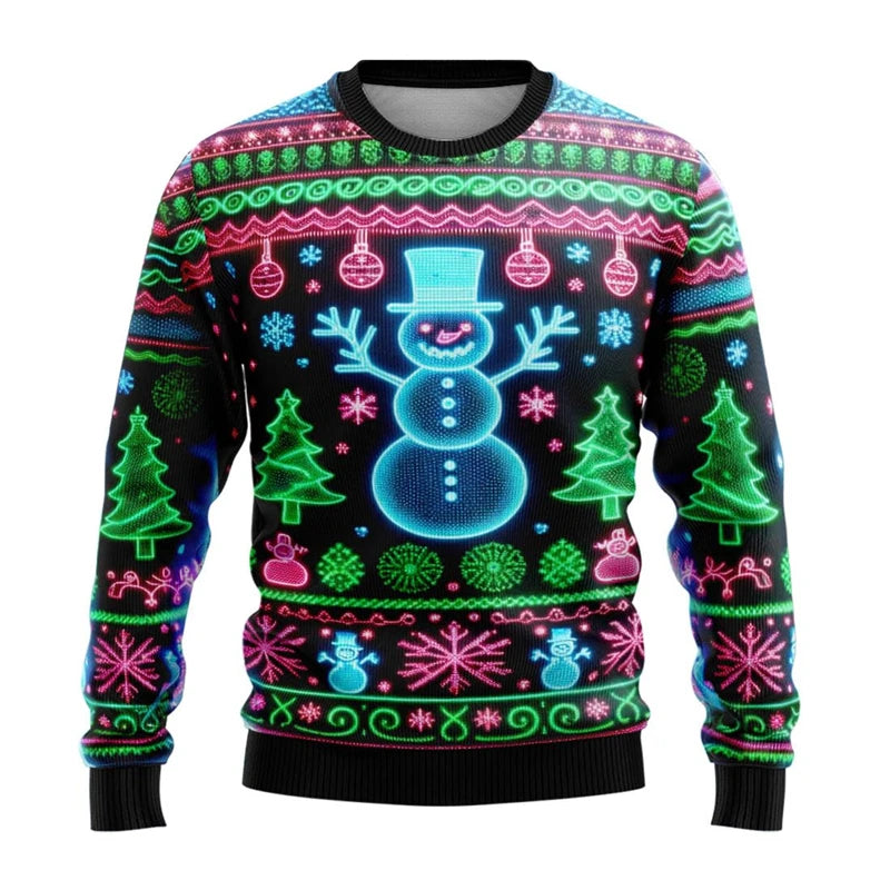 Christmas Ugly Sweater with Snowman Christmas Tree Gift Print Fashion Holiday Party Street Gorgeous Fashion Daily Wear