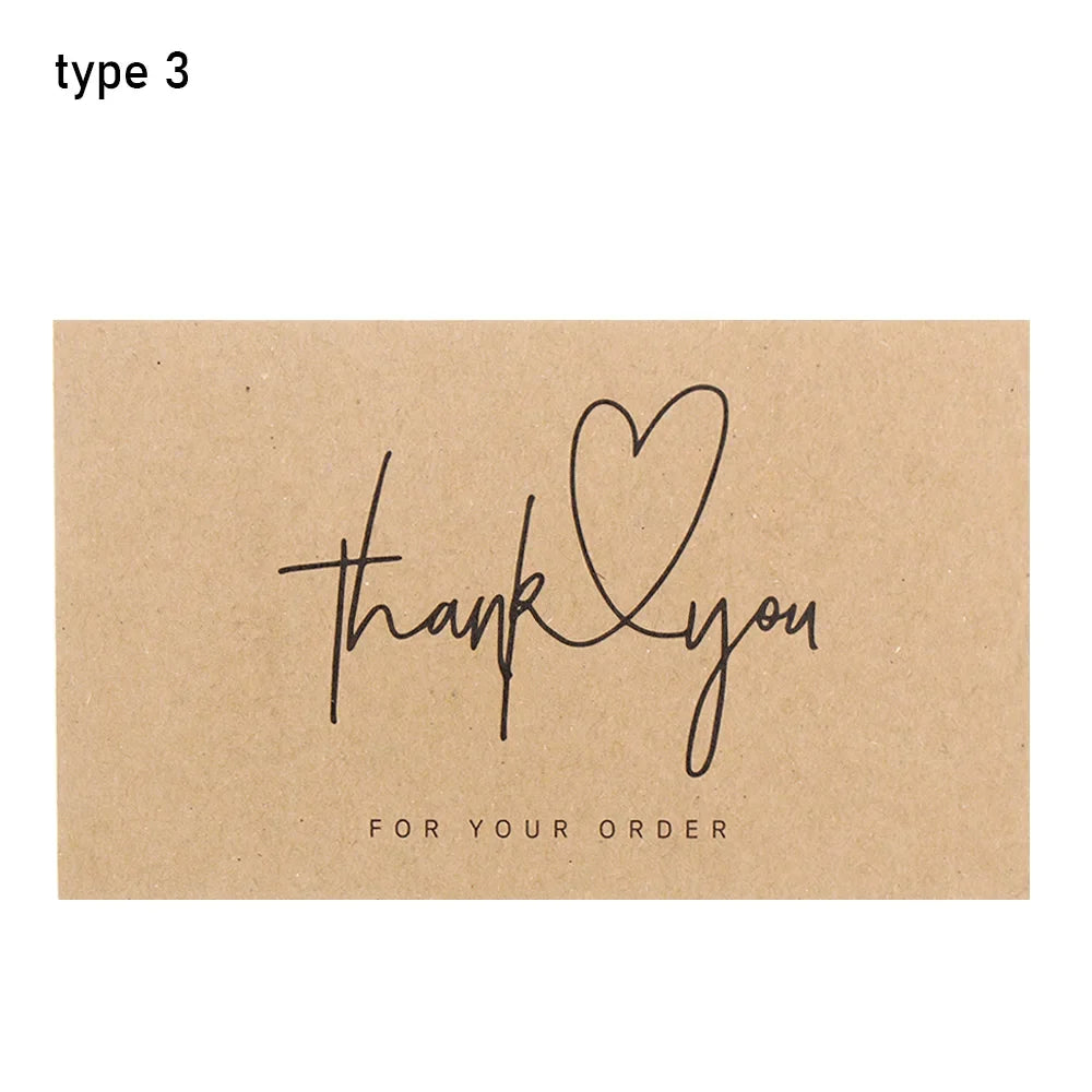 For Small Business Online Retail Greeting  Labels "Thank You For Your Order" Postcards Express Appreciate Kraft Paper Cards