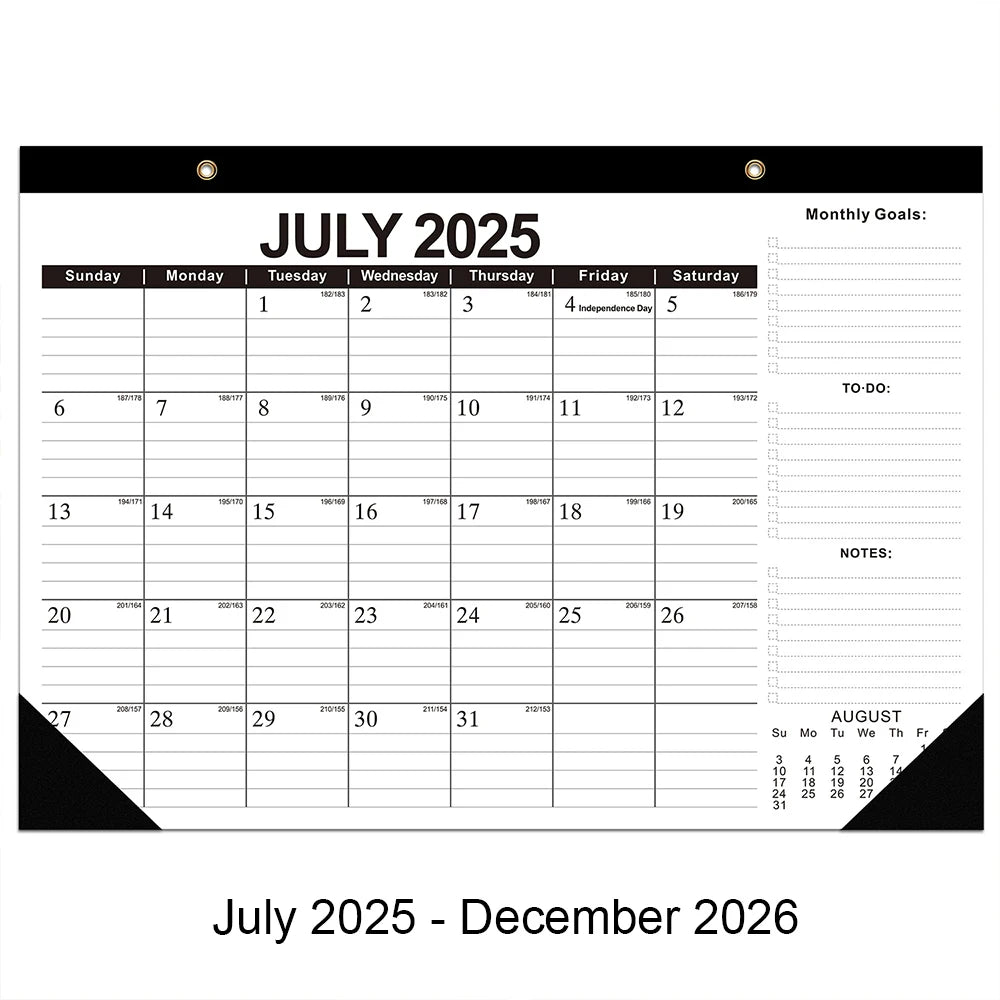 Newest 2026 Calendar 18-month From 2025 July To 2026 December Daily Weekly Monthly Planner Agenda Organizer Home Wall Calendar