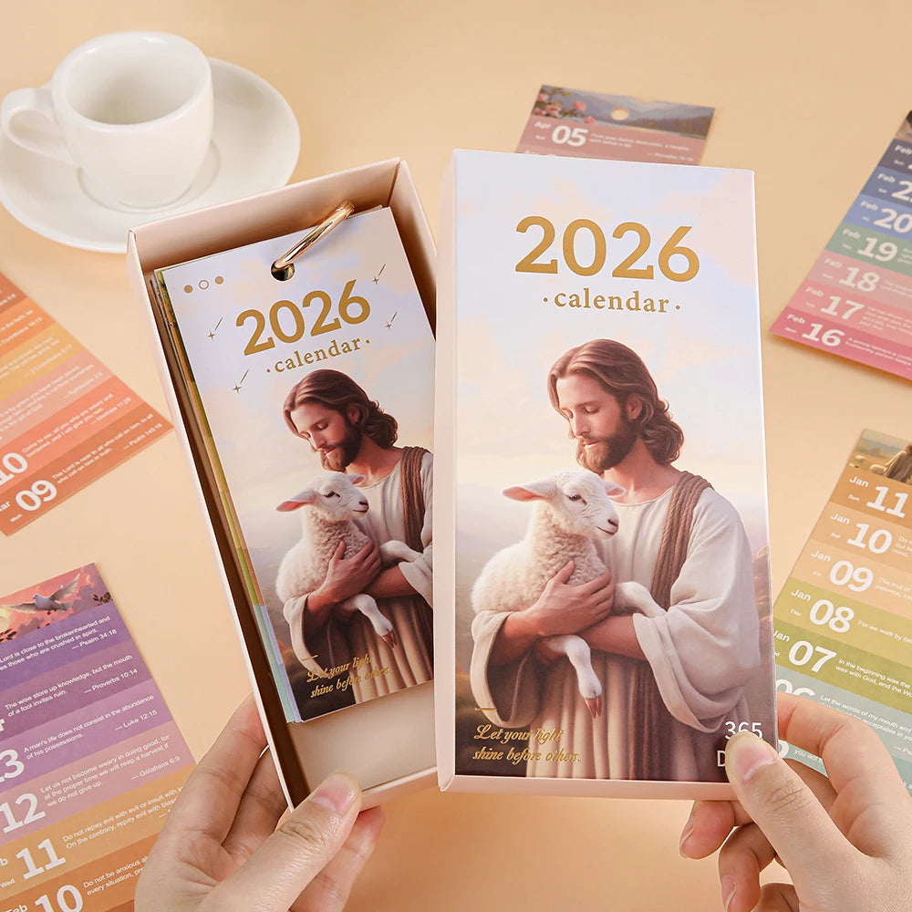 2026 Bible Flip Desk Calendar Retro 365 Days Of Uplifting Quotes Bible Quotes Daily Plan one-way Page Turn Calendar For Office