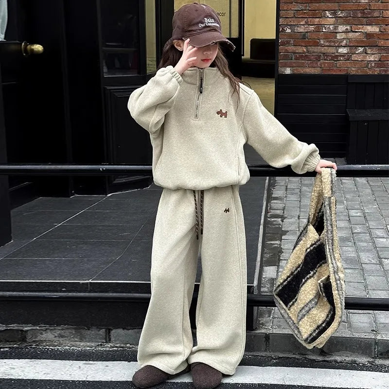 Children's Sets Teen Girls Spring Outfit Set Fashion Hoodie & Jogger Pants 2-Piece Causal Chic Tracksuit for Big Kids