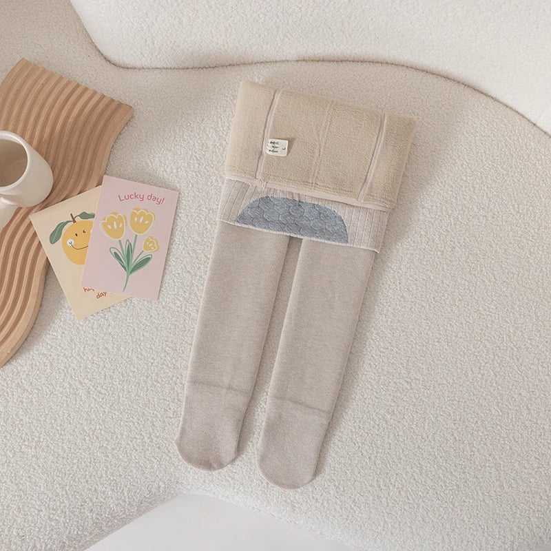 Winter warmer Tights For Girls Children Stockings Dancing Pantyhose Baby child Plus velvet stripe Polar Fleece Lining Leggings