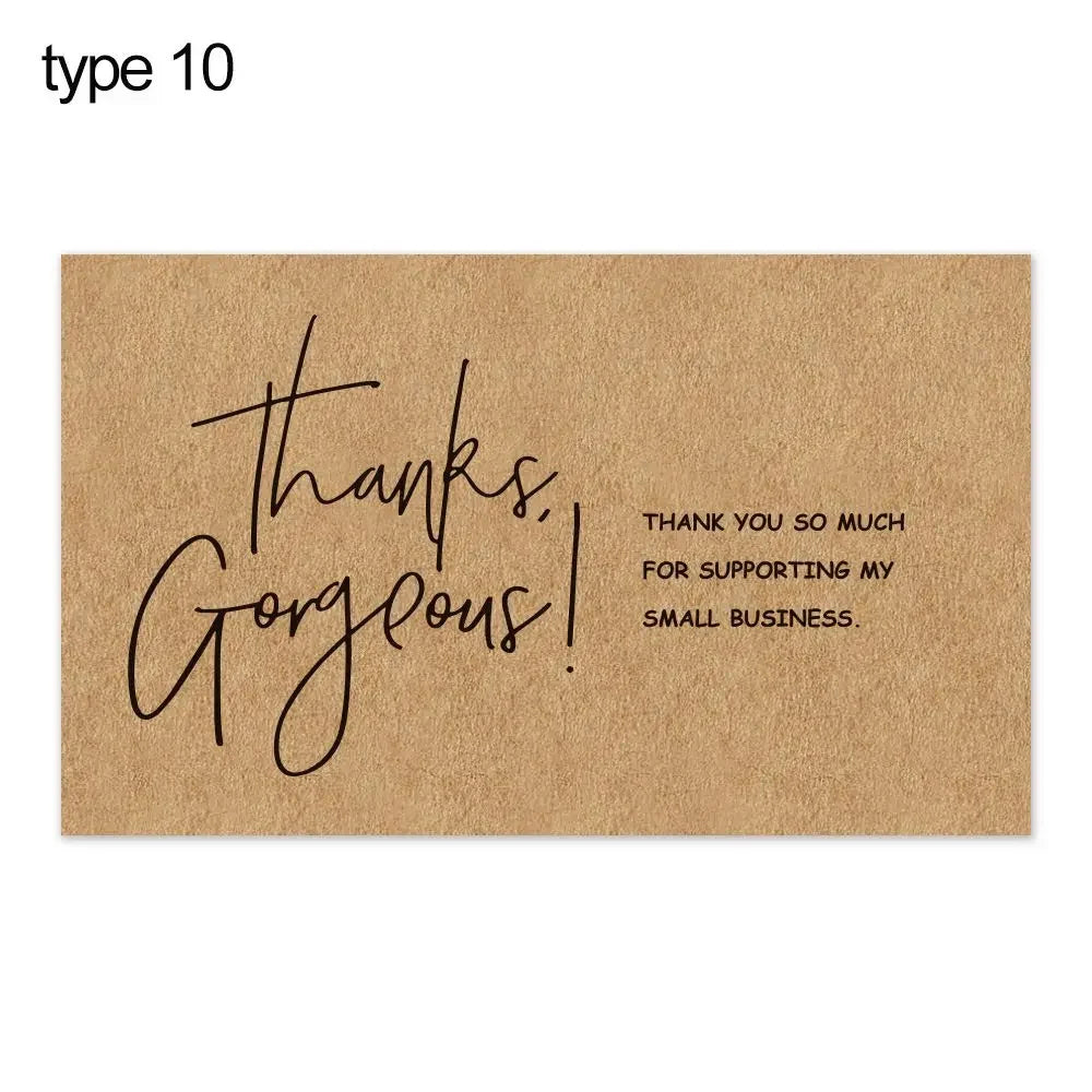 For Small Business Online Retail Greeting  Labels "Thank You For Your Order" Postcards Express Appreciate Kraft Paper Cards