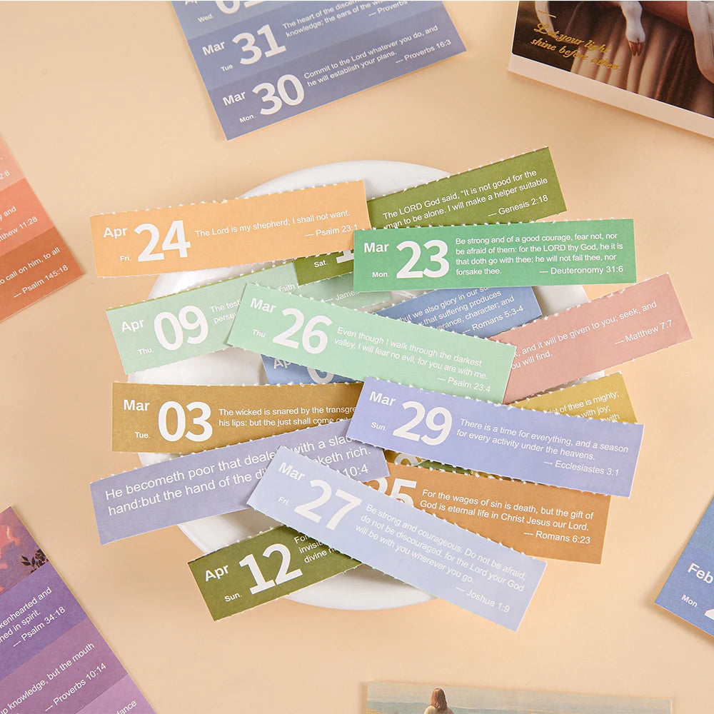 2026 Bible Flip Desk Calendar Retro 365 Days Of Uplifting Quotes Bible Quotes Daily Plan one-way Page Turn Calendar For Office