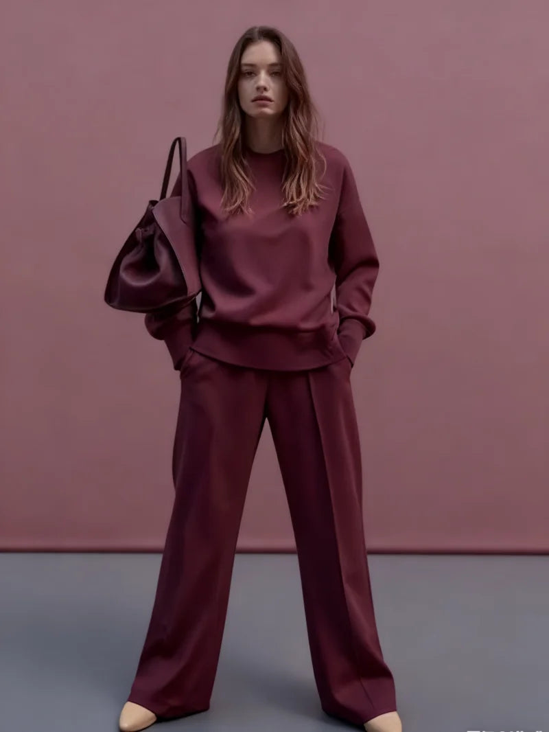 Autumn and Winter Fashion Casual Sports Two-Piece Women's Set: Hooded Sweatshirt and Wide-Leg Pants, Stylish Outfits, Comfortabl