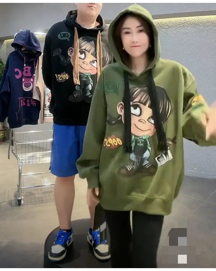 Hoody Extra Large 2025 New Medium To Long Size Cartoon Cute Girl Fleeces Hooded Women Hoodie Autumn Sweater Loose Top Sweatshirt
