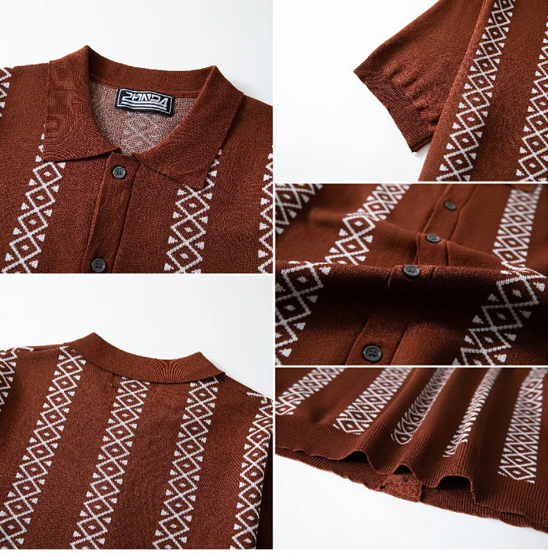 Men's Luxury Polo Shirt | High Quality Three-dimensional Tailoring Slim Temperament Men's Knit Shirt, Business Casual T-shirt