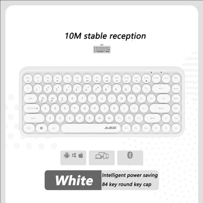 Ajazz 308I Wireless Keyboard 84 Keys Round Keycap Bluetooth Keyboard Portable 2.4GHz Numeric Keypad for Tablet Laptop Android