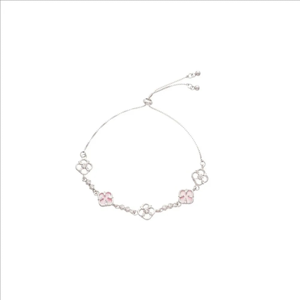 Crystal-encrusted Flower Adjustable Bracelet Fashionable And Exquisite Wristband Light Luxury High-end Jewelry