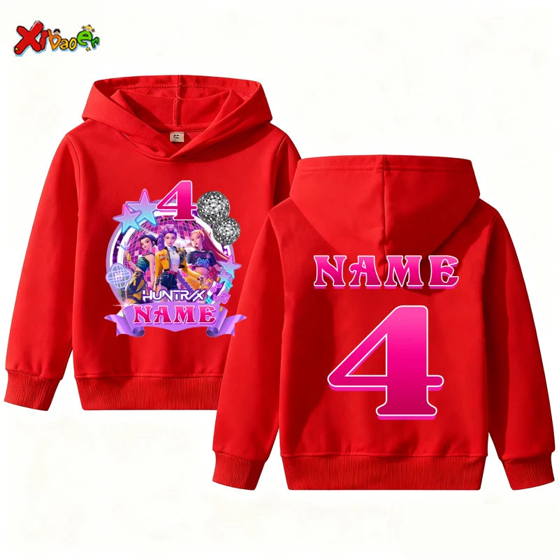 Kpop Hunter Girls Birthday Hoodies Girl Party Outfits Teen Girl Hoodie Kids Hooded Children Sweatshirt Birthday Tutu Set 5th 6th