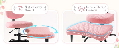 Furmax Ergonomic Criss Cross Legged Office Chair with Wheels, 360°Swivel Adjustable Height Kneeling Desk Chair with Footrest