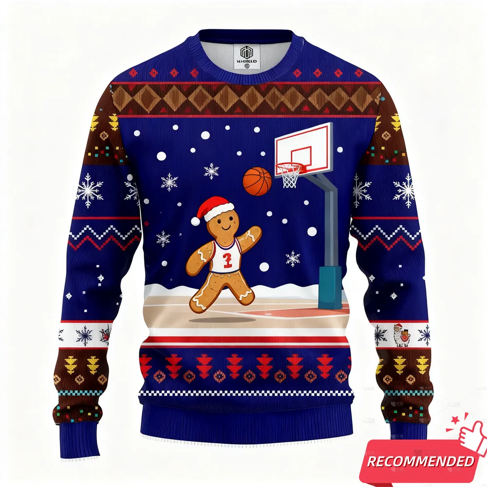 New Ugly Christmas Sweater For Women Clothing Fashion Basketball Santa Mens Funny Ugly Sweater Xmas Sweatshirt Unisex Jumper Top