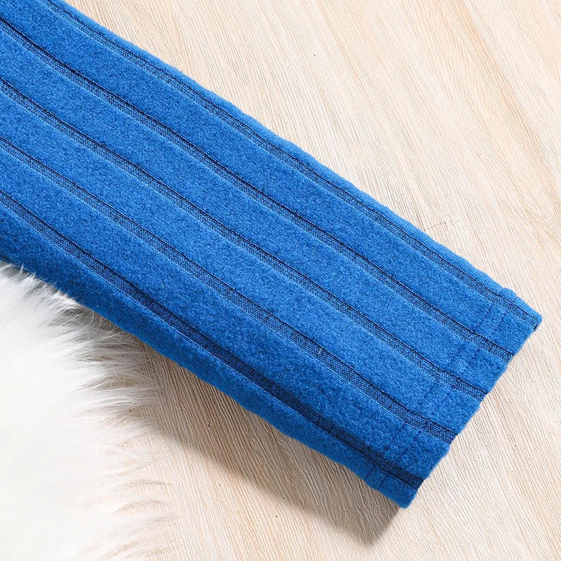 2 Pcs Kids Clothing Sets Outfits for Girls 2024 New Autumn Winter Children Fashion Knit Blue Long Sleeve Tops Flares Pant 7-14Y