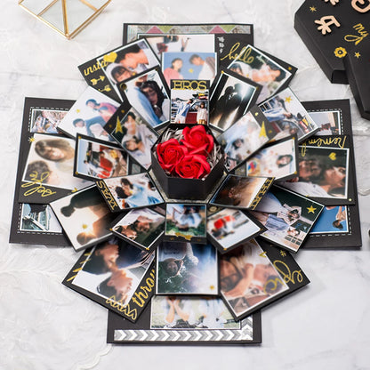 Hexagonal Explosion Box with Photo Album DIY Surprise Explosion Box Handmade Creative for Valentine Day Wedding Proposal