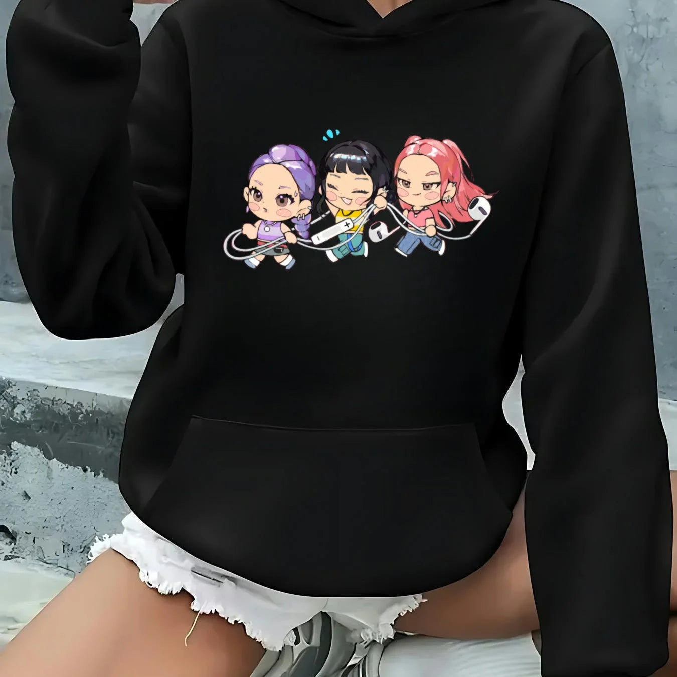 Anime KPop Demon Hunters Rumi Mira Hoodie Men Women Fashion Cosplay Hooded Sweatshirts Y2k Oversized Fleece Casual Long Sleeve