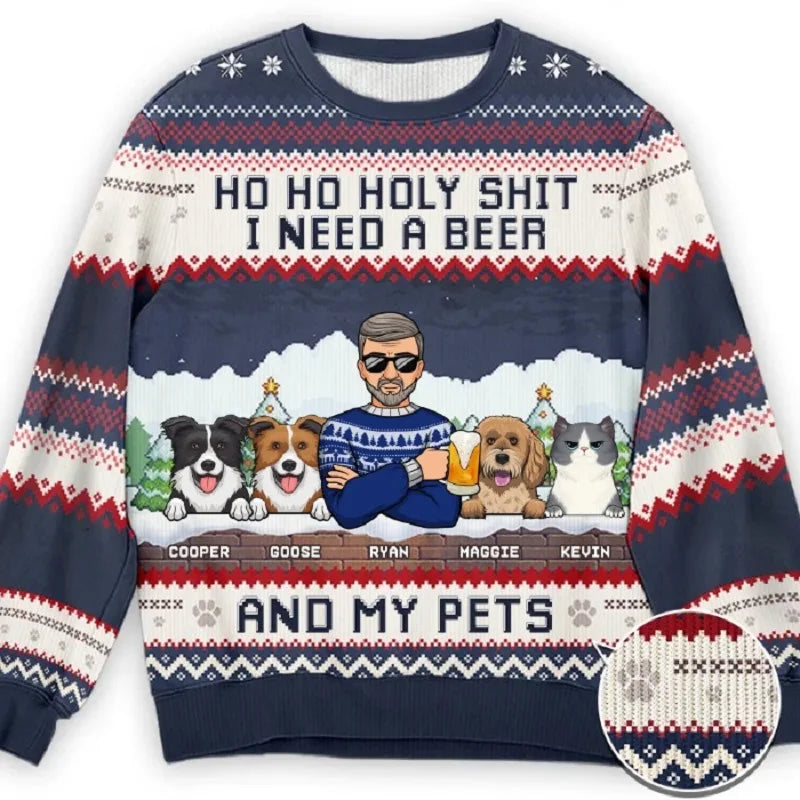 Ugly Christmas Sweater For gift Santa Elf Funny Pullover Womens Mens Christmas Printed Autumn Winter Blouses Clothing Sweatshirt