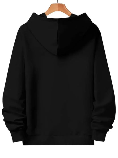 Men's vintage patterned hooded sweatshirt long sleeves drawstring hood sporty autumn pullover