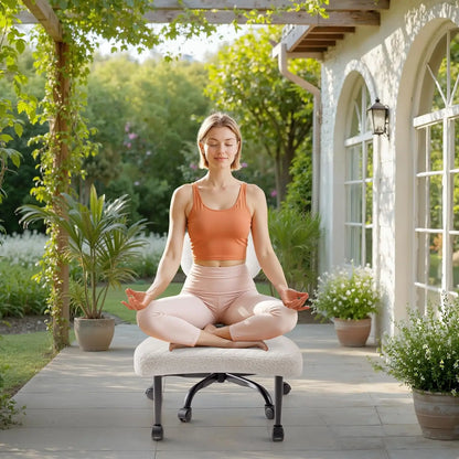 Furmax Ergonomic Criss Cross Legged Office Chair with Wheels, 360°Swivel Adjustable Height Kneeling Desk Chair with Footrest