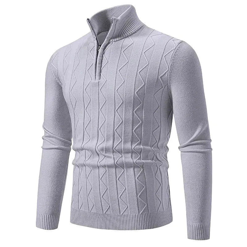 Men's Autumn Quarter Zip Pullover Sweater Knit Long Sleeve Casual Top Zipper Closure Turtleneck Polyester Acrylic