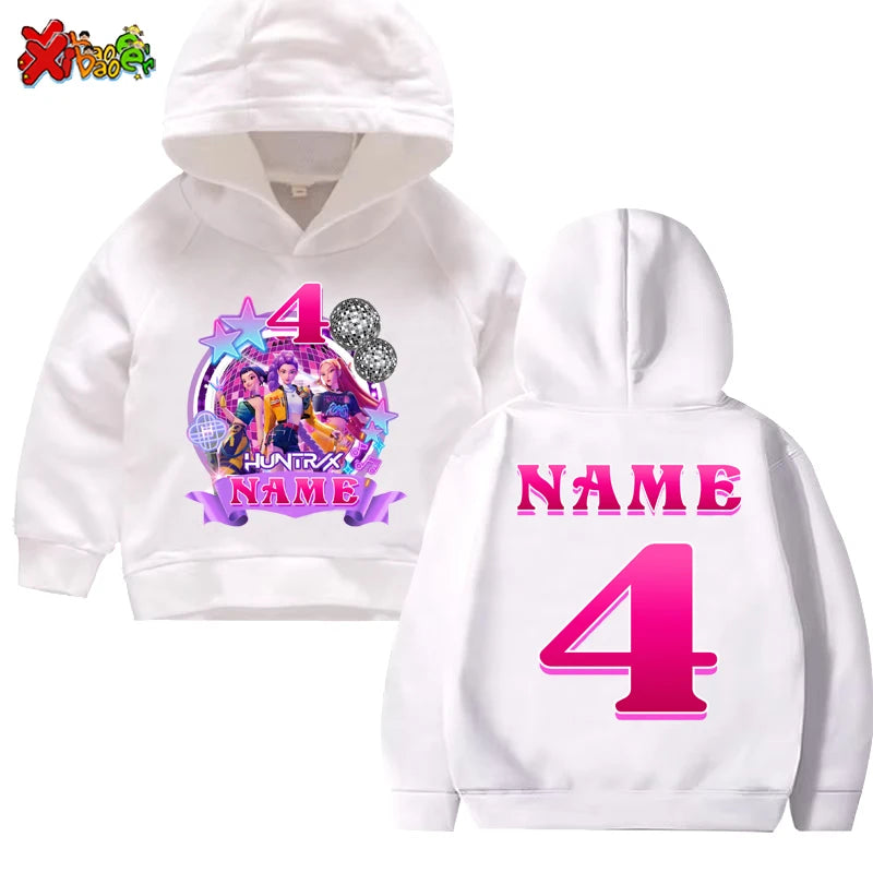 Kpop Hunter Girls Birthday Hoodies Girl Party Outfits Teen Girl Hoodie Kids Hooded Children Sweatshirt Birthday Tutu Set 5th 6th