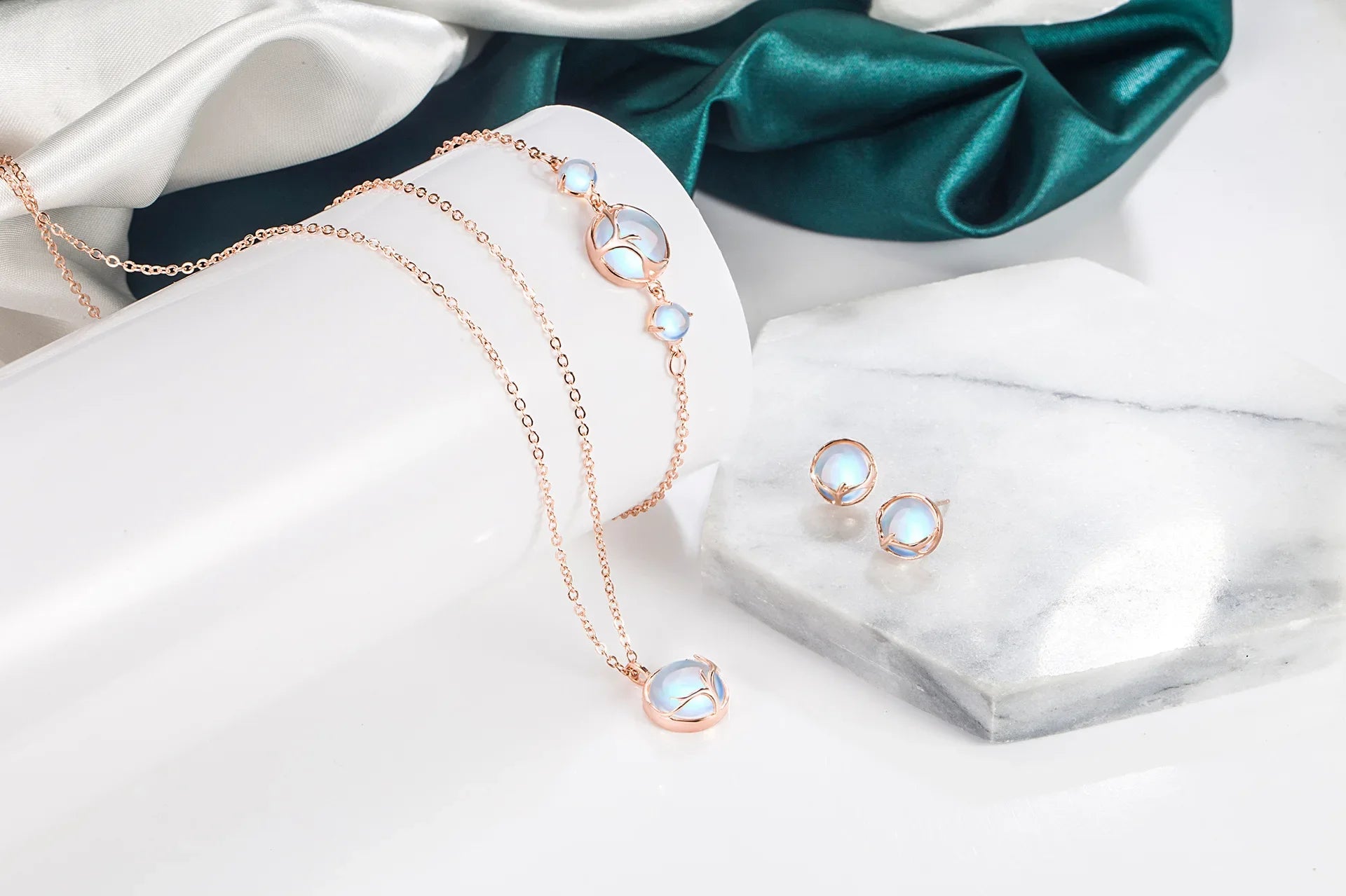 925 Sterling Silver Jewelry Sets Round Antler Crystal Earrings Bracelets Necklace Elegant Christmas For Women