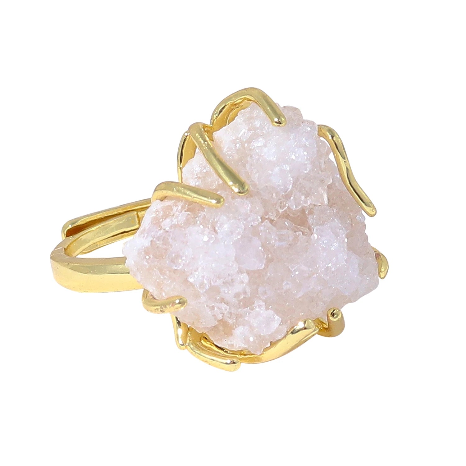 2025 Adjustable Natural Crystal Raw Cluster Ring Colorful Healing Crystal Jewelry Unisex Crystal Wristband Mindfulness Accessory