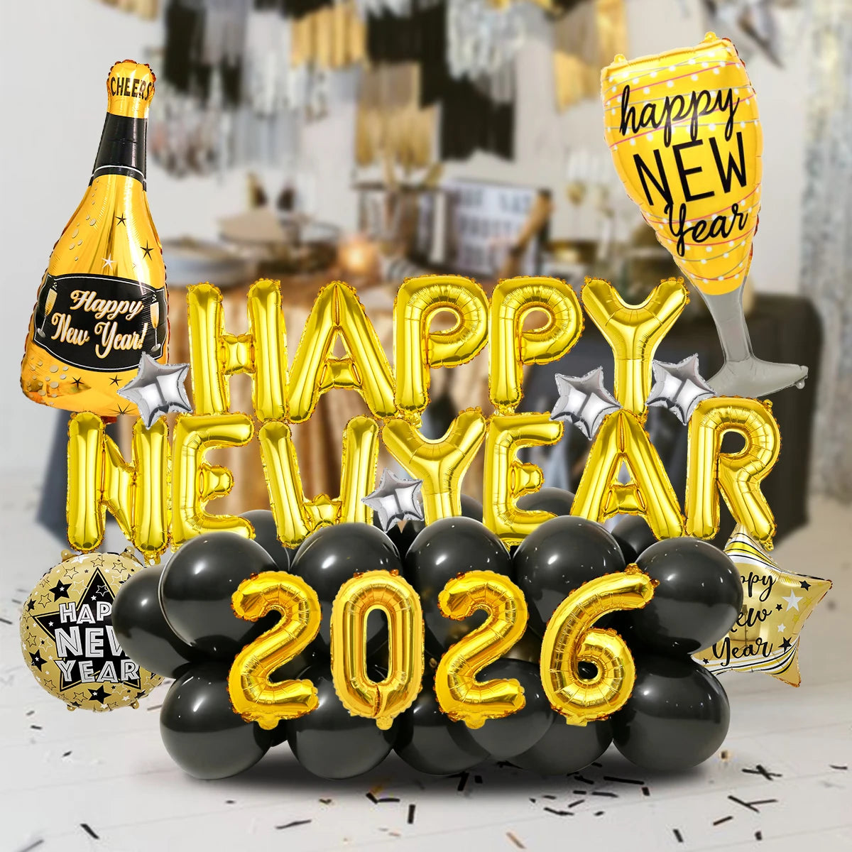 30pcs 2026 New Year balloon set, suitable for New Year party decorations and 2026 Happy New Year party decoration props