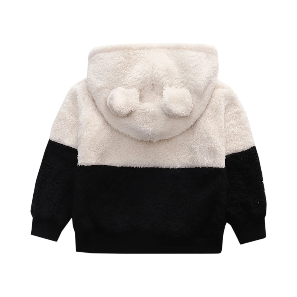 Kids' Color Block Hoodie Plush Winter Top Autumn Casual Fashion Plush Pullover Sweatshirt Fall Hoodies for Boys and Girls 2-8Y