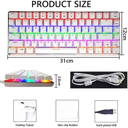 80% Mechanical Gaming Keyboard and Mouse Mousepad &Rainbow Backlit 12000 DPI Lightweight Gaming Mouse with Honeycomb Shell Set