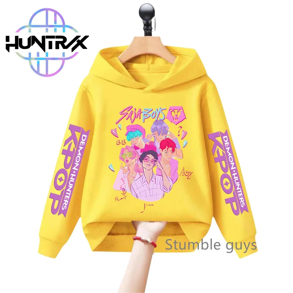 3-12Y Kids Hoodie KPop Demon Hunters Spring Autumn Sportswear Warm Print Casual Fashion Boys Clothes Girls