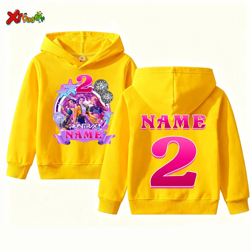 Kpop Hunter Girls Birthday Hoodies Girl Party Outfits Teen Girl Hoodie Kids Hooded Children Sweatshirt Birthday Tutu Set 5th 6th