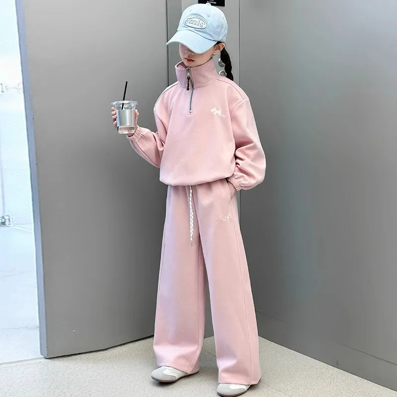 Children's Sets Teen Girls Spring Outfit Set Fashion Hoodie & Jogger Pants 2-Piece Causal Chic Tracksuit for Big Kids