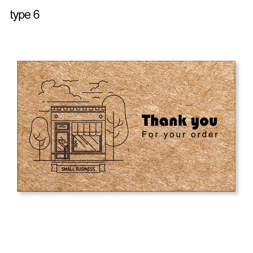 For Small Business Online Retail Greeting  Labels "Thank You For Your Order" Postcards Express Appreciate Kraft Paper Cards