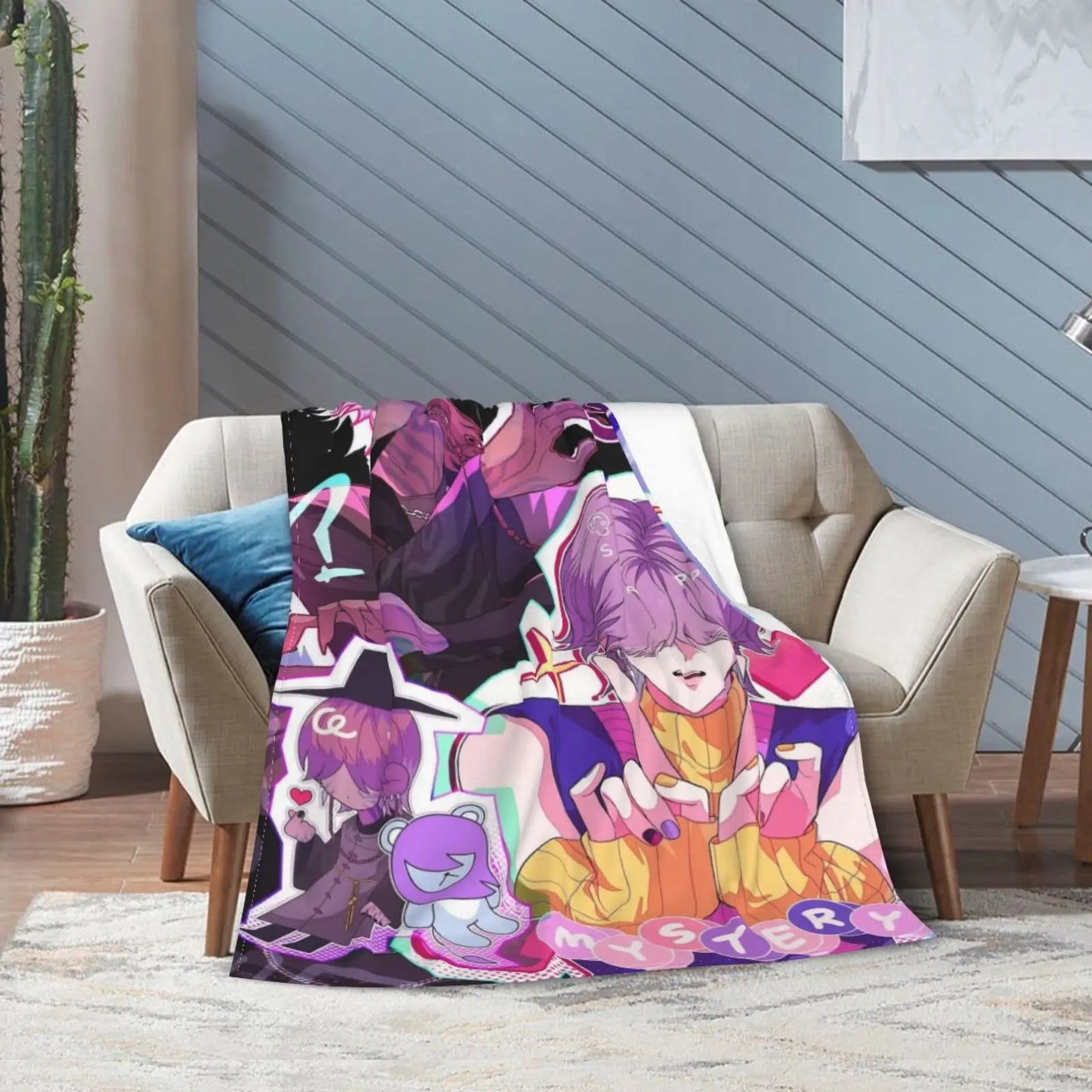 Cool K-Pop Demon Hunters Saja Boys Blankets Flannel Print Breathable Lightweight Throw Blankets for Bedding Office Quilt