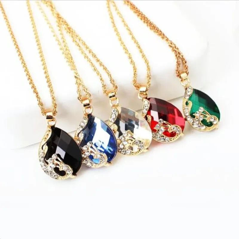 2025 Exquisite Jewelry Sets 5 Colors Crystal Earring/Necklace/Adjust Ring Noble Peacock Set Wedding Party Bijoux Accessories