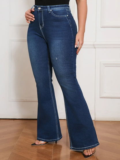 Curvy Women's Plus Size Flare Jeans High-Quality Denim Pants for Fashion-Forward Plus Size Women