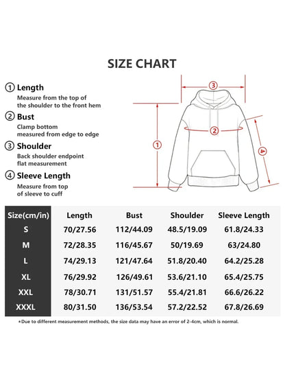 Men's vintage patterned hooded sweatshirt long sleeves drawstring hood sporty autumn pullover